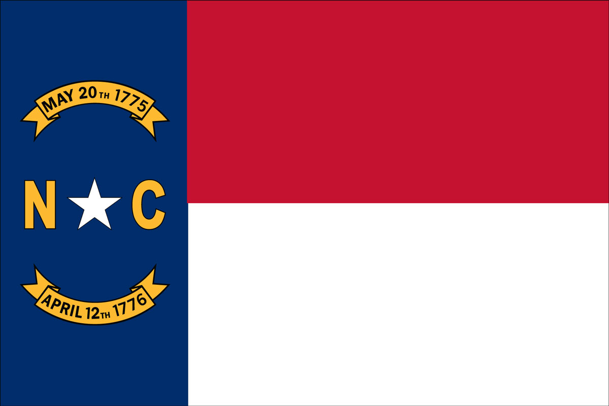 12x18" Nylon flag of State of North Carolina